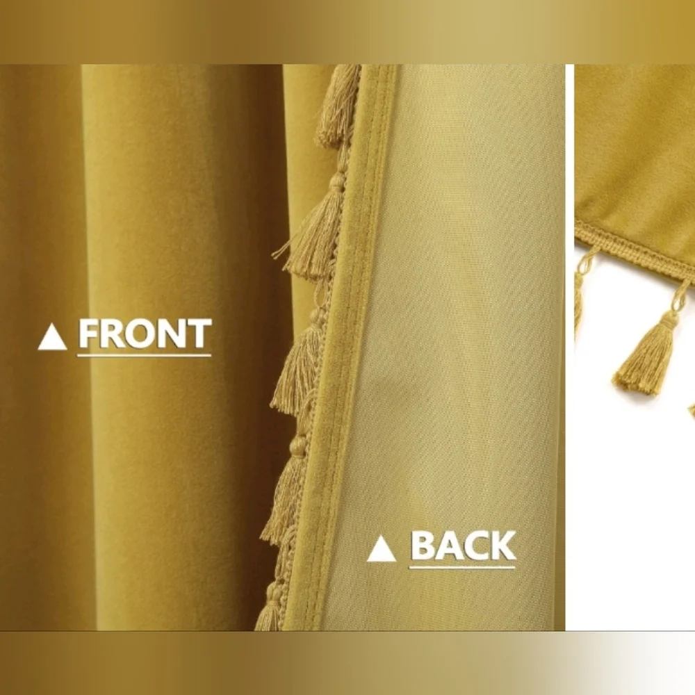 New with tags! Decorative gold yellow velvet Window Valance curtain with tassels